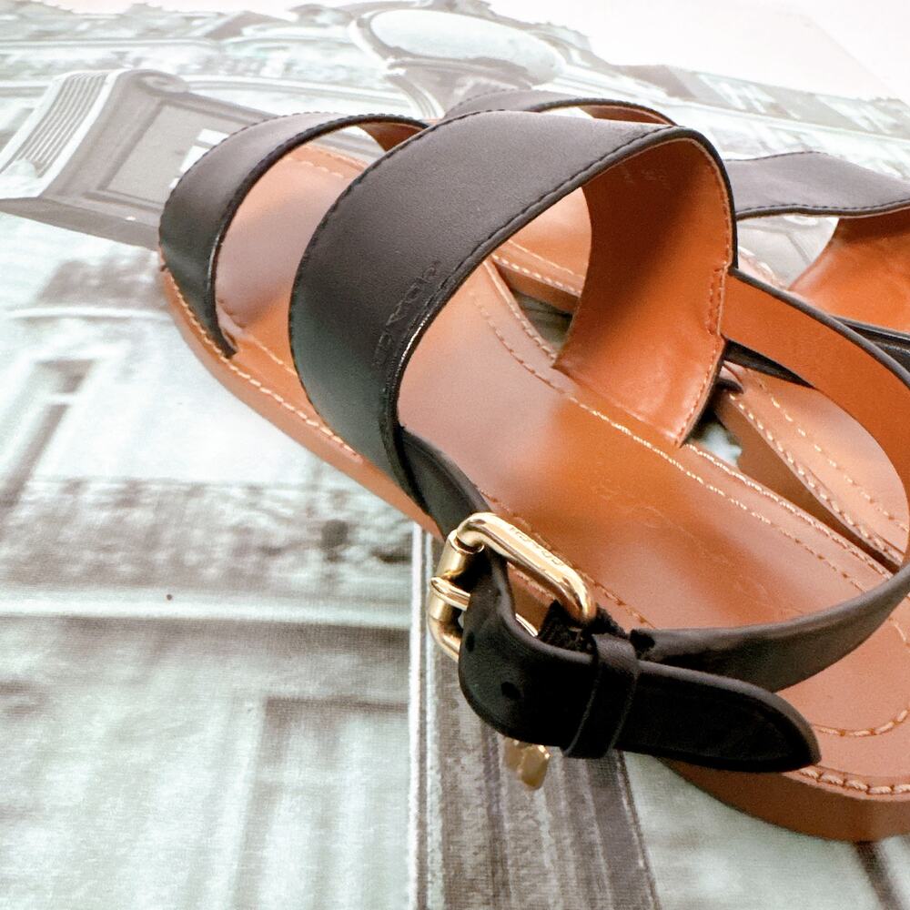 Coach Henny Black Leather Flat Sandals Women's Size 7.5B (G4874) - Picture 8 of 9